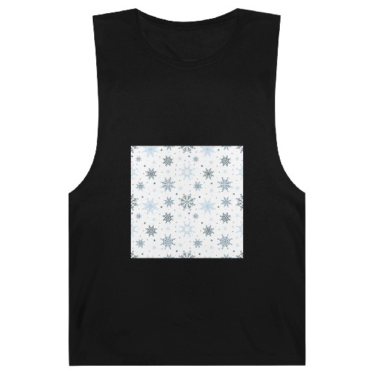 Modern Snowflakes Pattern White Blue Barnard Tanks