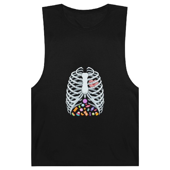 Funny Candy Skeleton Rib Cage Halloween Costume Barnard Tanks
