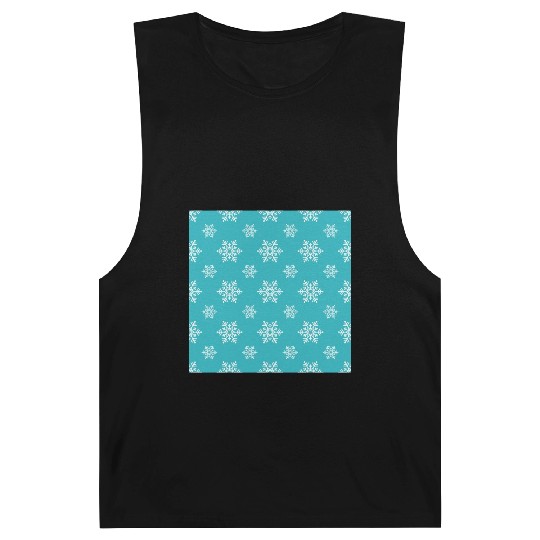 Decorative Teal Snowflakes Pattern Barnard Tanks