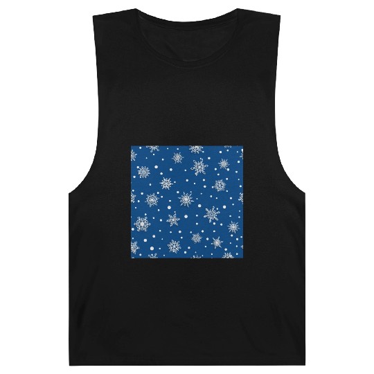 Modern Navy Blue Snowflakes Pattern Barnard Tanks