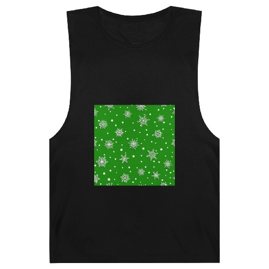 Modern Green Snowflakes Pattern Barnard Tanks