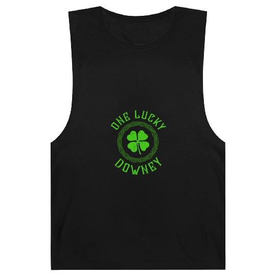 One Lucky Downey Irish Family Four Leaf Clover Barnard Tanks