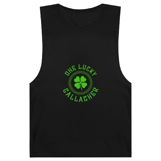 One Lucky Gallagher Irish Family Four Leaf Clover Barnard Tanks