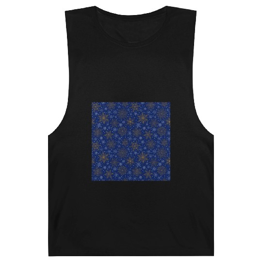 Snowflakes Pattern Blue Gold Barnard Tanks