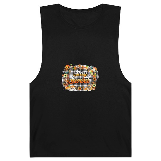 Stay Sweet Buffalo Plaid Candy Corns Halloween Barnard Tanks
