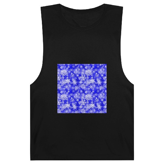 Navy Blue White Snowflakes Pattern Barnard Tanks