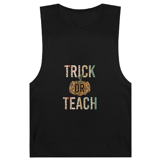 Trick Or Teach Leopard Print Halloween Barnard Tanks