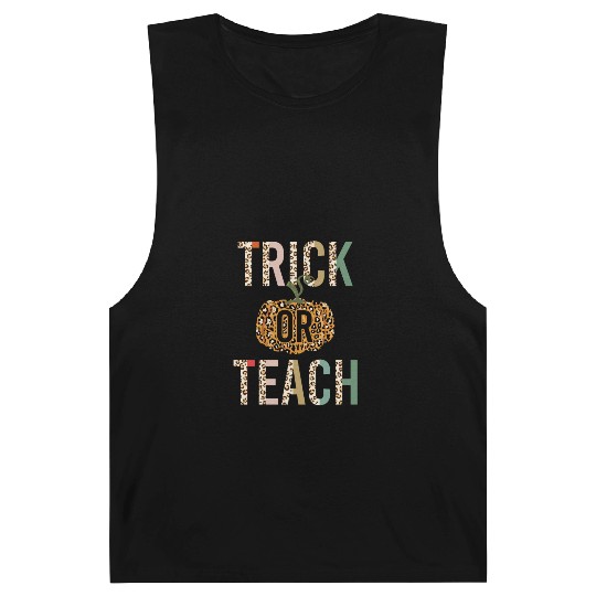 Trick Or Teach Leopard Print Halloween Barnard Tanks