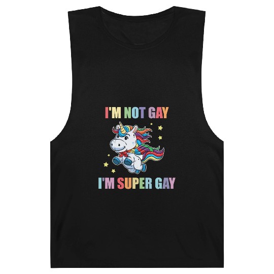 LGBT Funny Rainbow Unicorn Super Gay Lesbian Pride Barnard Tanks