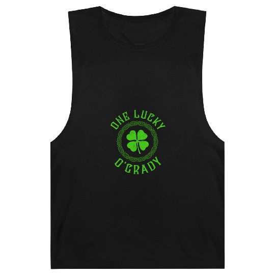 One Lucky O'Grady Irish Family Four Leaf Clover Barnard Tanks