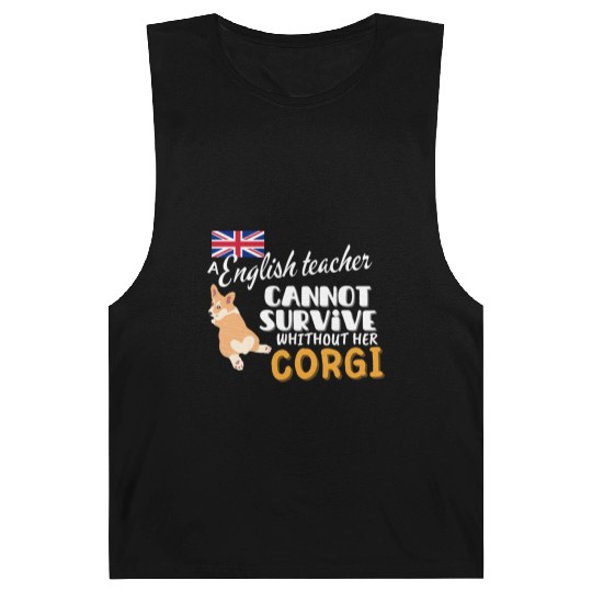 English teacher gift idea for women dog Corgi Barnard Tanks
