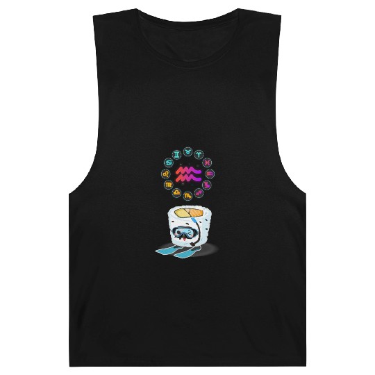 Japanese Sushi Funny Aquarius Zodiac Sushi Lover Barnard Tanks