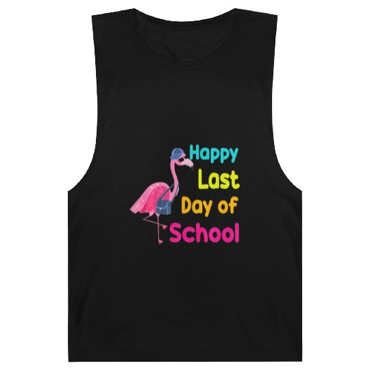 Happy Last Day Of School Funny Flamingo Teacher Barnard Tanks