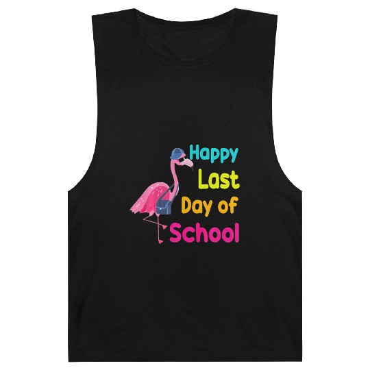 Happy Last Day Of School Funny Flamingo Teacher Barnard Tanks