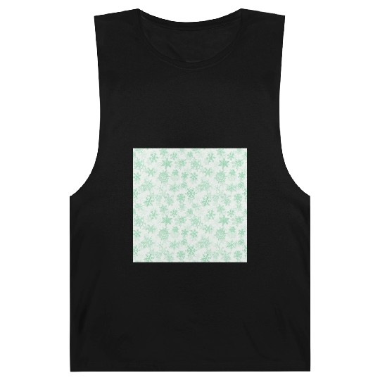 Elegant Snowflakes Pattern White Green Barnard Tanks
