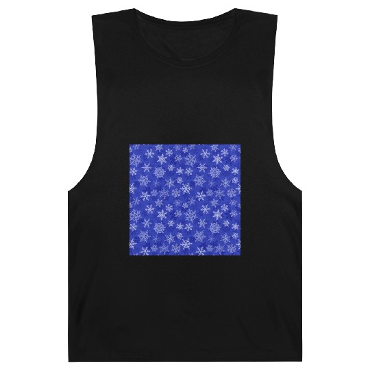 Pretty Navy Blue Snowflakes Pattern Barnard Tanks