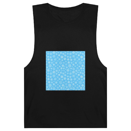 Modern Blue Snowflakes Pattern Barnard Tanks