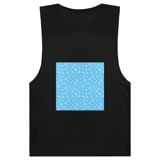 Modern Blue Snowflakes Pattern Barnard Tanks