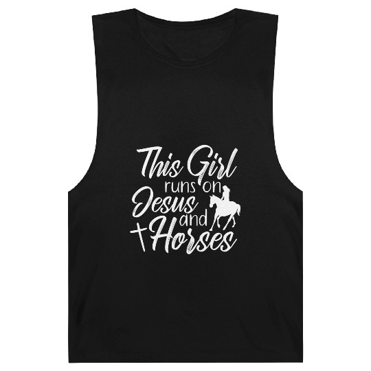 This Girl Runs On Jesus and Horses Religious Barnard Tanks