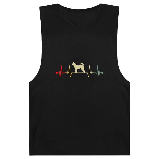Korean Jindo Dog Lover Heartbeat Vintage Barnard Tanks