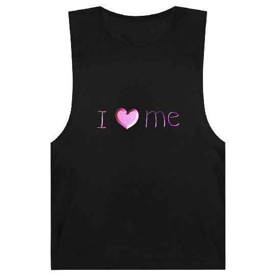 i love me lettering pink Barnard Tanks