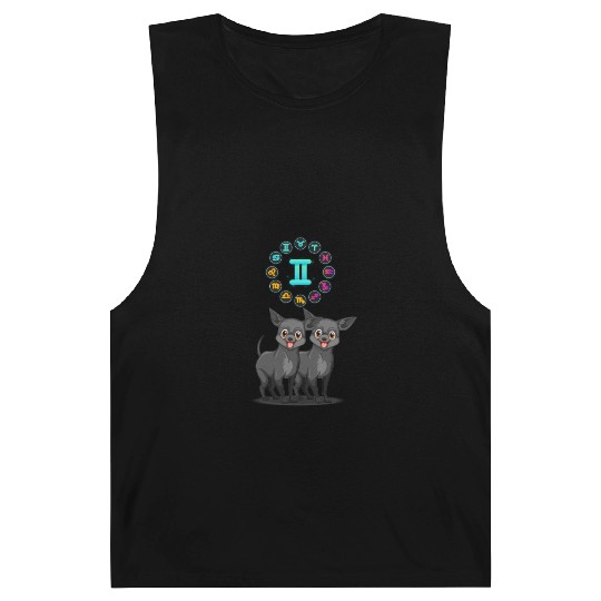 Funny Dog Lover Horoscope Gemini Zodiac Sign Cool Barnard Tanks