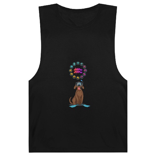 Funny Dog Lover Horoscope Aquarius Zodiac Sign Pun Barnard Tanks
