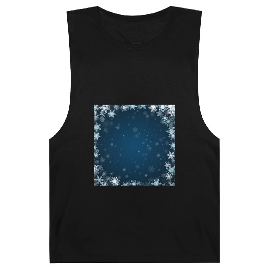 Navy Blue White Snowflakes Pattern Barnard Tanks