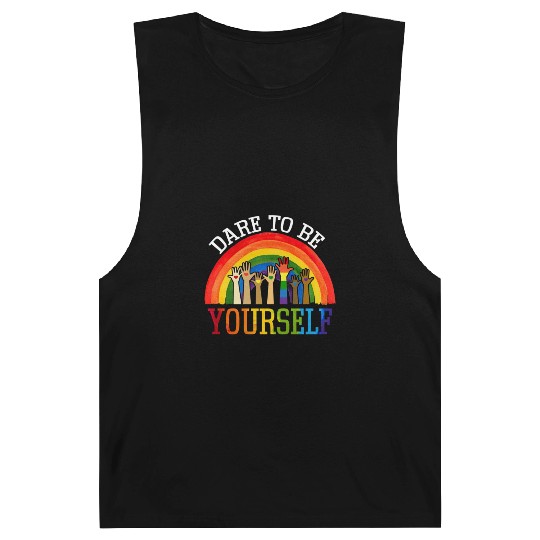 Dare To Be Yourself Rainbow LGBT Lesbian Gay Pride Barnard Tanks