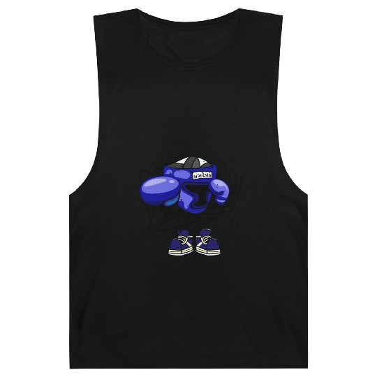 Thai Boxing Monster Graffiti Street Art Blue Color Barnard Tanks