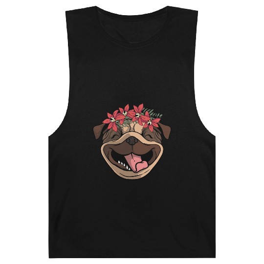 Dog Pug Flower Barnard Tanks