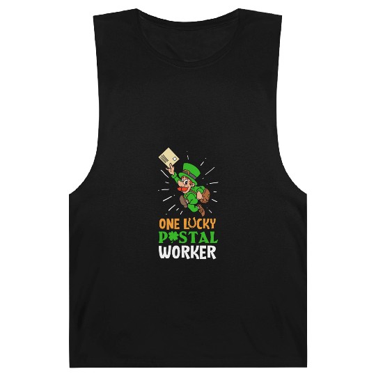 One Lucky Postal Worker St. Patrick's Day Clover Barnard Tanks