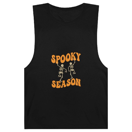 Cute Spooky Season Dancing Skeletons Halloween Barnard Tanks