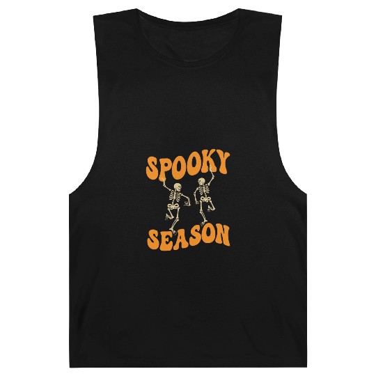 Cute Spooky Season Dancing Skeletons Halloween Barnard Tanks