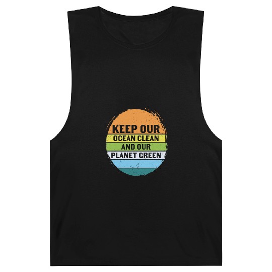 Keep Our Ocean Clean And Planet Green Retro Barnard Tanks
