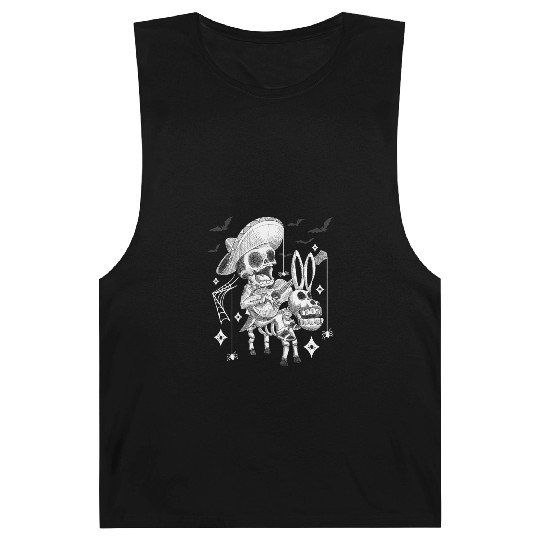 Mariachi Skeleton Halloween Vintage guitar Barnard Tanks