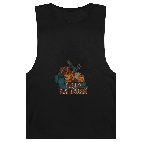 Happy Halloween Cat Pumpkin Barnard Tanks