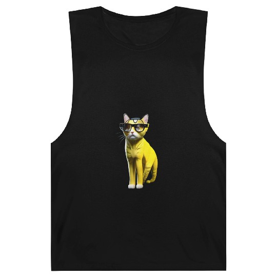 Yellow cute cat character _ cat’s sticker. Barnard Tanks