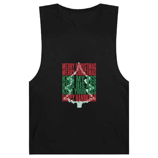 Merry Christmas Kiss My Ass Funny Hanukkah Tree Barnard Tanks