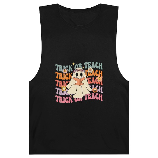 Groovy Trick or Teach Boo Ghost Pre-K Teacher Life Barnard Tanks