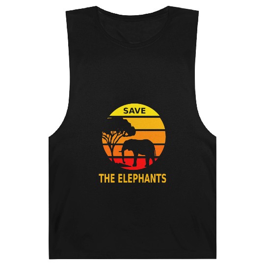 Retro Vintage Save the Elephants Barnard Tanks