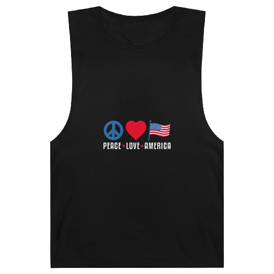 Peace Love America US Flag Independence Barnard Tanks