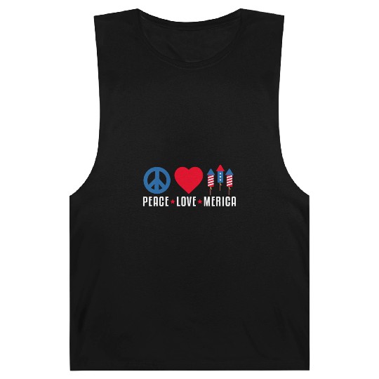 Peace Love Merica US Flag Independence Barnard Tanks