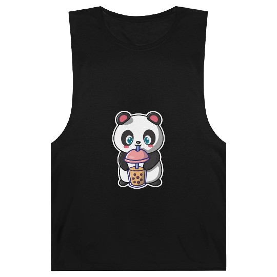 Panda Bear Boba Milk Tea Funny Bubble Tea Lovers Barnard Tanks