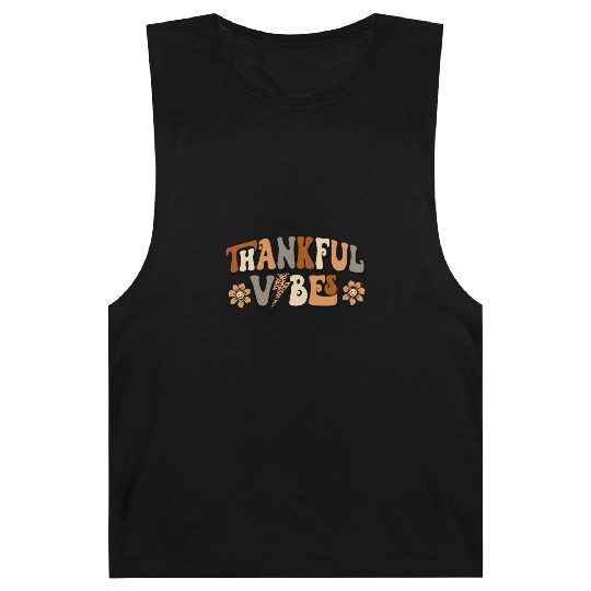 Retro Thankful Vibes Leopard Print Barnard Tanks
