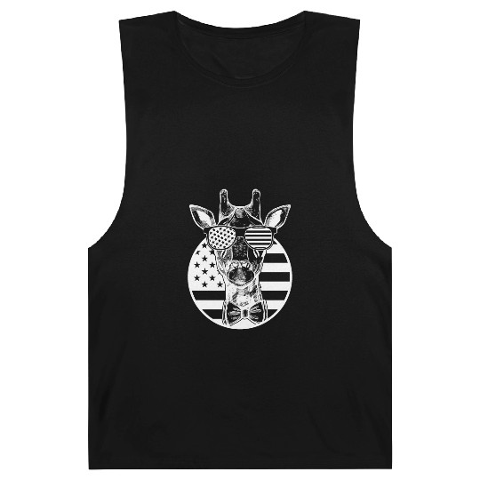 Funny Giraffe American Flag Giraffe US Flag Barnard Tanks