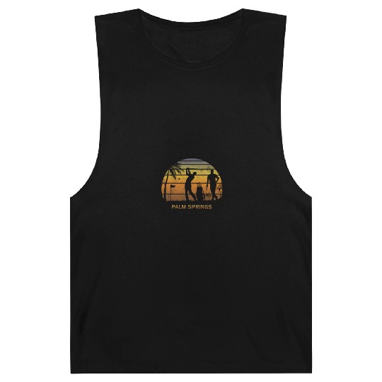 Retro Palm Springs Golf Golfing Fan Golfer Gift Barnard Tanks