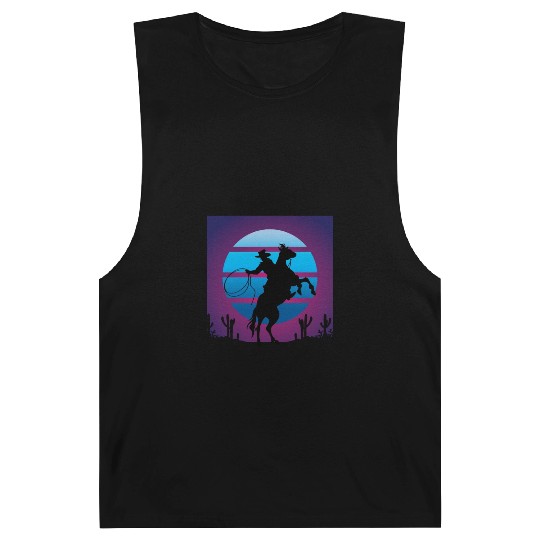 Synthwave Cowboy Rancher Gift Barnard Tanks