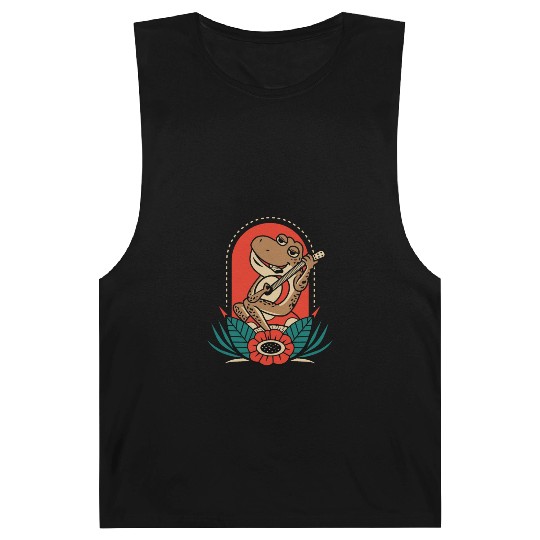 Frog Playing Guitar Instrumentalist Gift Barnard Tanks