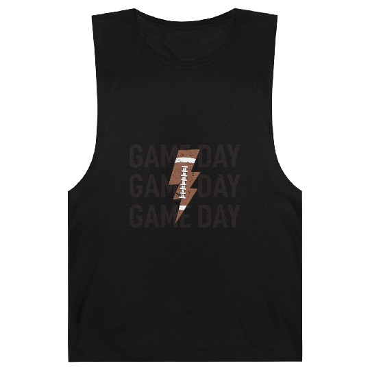 Game Day Football Distressed Lightning Bolt Barnard Tanks